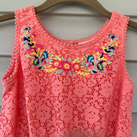 Little Lass Orange Lace Romper Girls Size 5 - Picture 6 of 10